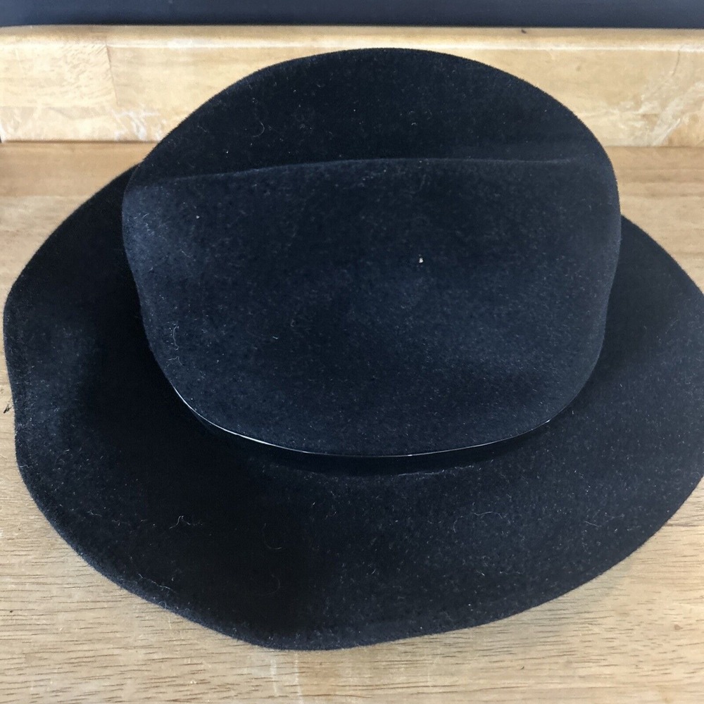 Michele Vintage Felt Hat Fedora Style Black Dress USA Made - Picture 4 of 10
